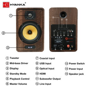 Altavoz HiFi de Madera de 5 Pulgadas <span class=keywords><strong>para</strong></span> Estantería, 40W Estéreo, USB, Control Remoto, Molde Privado, Stock Disponible, OEM, Venta al por Mayor de Fábrica - Product Image 4