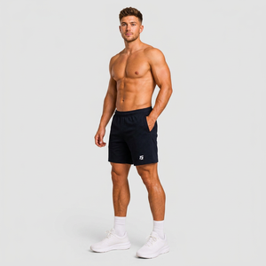 Pantalones Cortos Deportivos para Hombre, 100% Poliéster, Satén Sólido, Secado Rápido, Transpirables, Cintura Media, Elásticos, con Bolsillos, Logotipo Frontal, para Gimnasio - Product Image 3