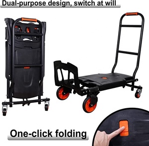 Carro de mano plegable 2 en 1 con capacidad de 330 libras, carro de mano cerrado con mango retráctil - Product Image 3