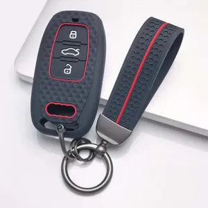 Étui portefeuille en silicone chaud pour clé de voiture télécommandée <span class=keywords><strong>Audi</strong></span> Q7 A6 C7 A1 A5 A4 B9 A3 A6 C5 Q5, 3 boutons, accessoires sans clé - Product Image 1