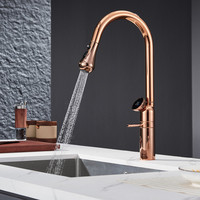 Luxe Or Rose Mitigeur Cuisine Évier Robinet Multifonctionnel Affichage Numérique Température Robinet Eau Chaude Froide Pluie Mouche