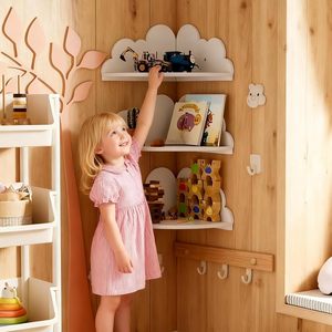 Étagères d'angle flottantes Cloud - Ensemble de 3 étagères pour chambre d'enfant, étagère murale en bois pour jouets, plantes et <span class=keywords><strong>rangement</strong></span> - Product Image 6