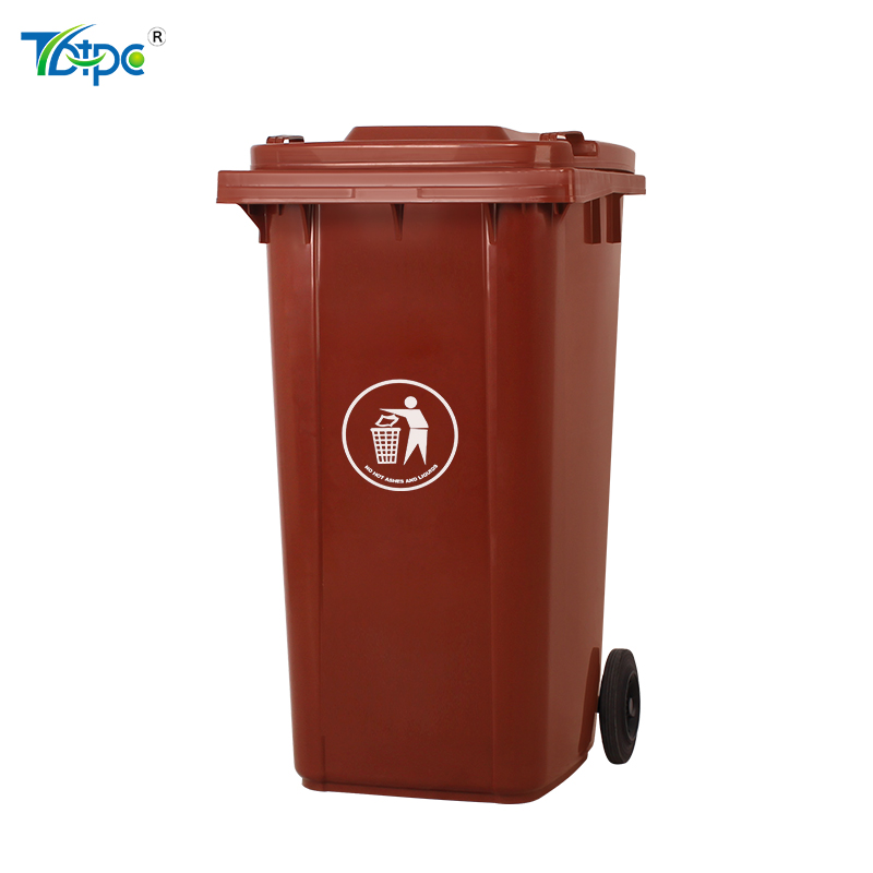 120 liters trashbin and dustbin brown and large waterproof bin and plastic wheeled recycle waste bin trash can with lid for sale