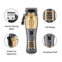 Tondeuse à cheveux professionnelle HTC CT-7202 avec coque transparente et lame mobile en céramique pour barbier