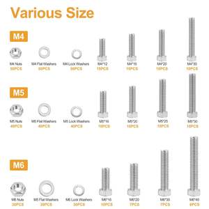 Kit de Surtido de Pernos Hexagonales, Tuercas y Arandelas de Fábrica, 480 Piezas, Kit de Tuercas y Pernos Hexagonales Métricos - Product Image 2