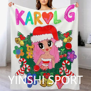 YINSHI nuevo diseño Navidad <span class=keywords><strong>Karol</strong></span> <span class=keywords><strong>G</strong></span> Bichota temporada sublimación franela polar viaje mantas de Navidad - Product Image 3