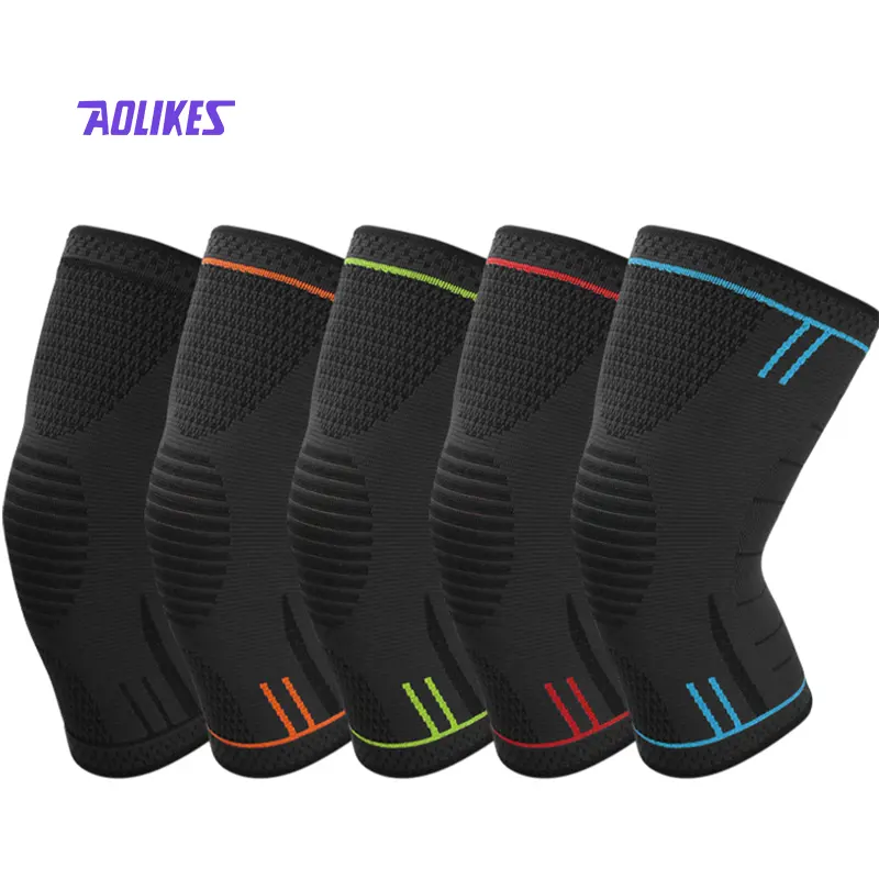 Elastic Knee Support Pressure Bandage Volleyball Long Knee Pads Black Silicone Kneepad Cover Best Knee Brace Sleeve Pads Sports