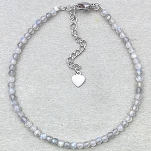 Labradorite Bracelet Dainty Gemstone Jewelry Micro Faceted <b>Beads</b> <b>Crystal</b> Bracelet Minimalist Jewelry Tiny Gemstone Bracelet - Product Image 5