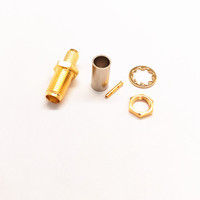 Conector RF SMA Hembra Chapado en Oro para Cable Coaxial RG58 de 50 Ohmios