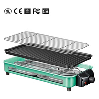 Grill électrique antiadhésif à double couche détachable, sans fumée, chauffage uniforme pour brochettes de viande
