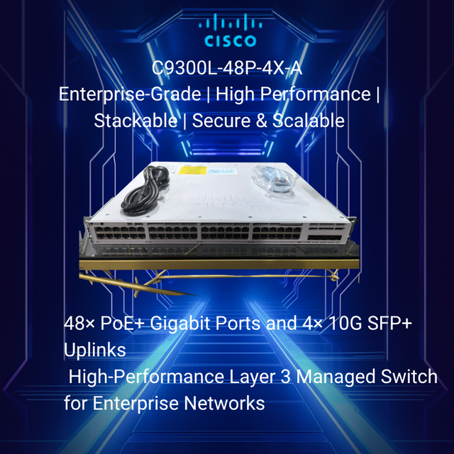 New for C9300L-48P-4X-A Switch Dual Pwr 48 PoE Ports 4 X 10G SFP+ Ports Layer 3 Stackable Managed QoS SNMP