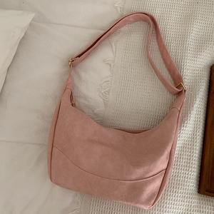 Bolso Tote Rosa para Mujer, Gran Capacidad, Bandolera, Color Sólido, Cierre de Cremallera, Uso Diario, Primavera 2024 - Product Image 4
