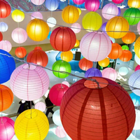 Großhandel Kundenspezifisch Bedruckte Chinesische Bunte Runde Faltbare Papierlaternen zum Muttertag