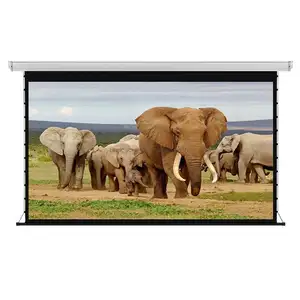 150 Inch 16:9 tab-tension motorized projector screen hd pvc white fabric electric tab-tensioned projection luxury screens