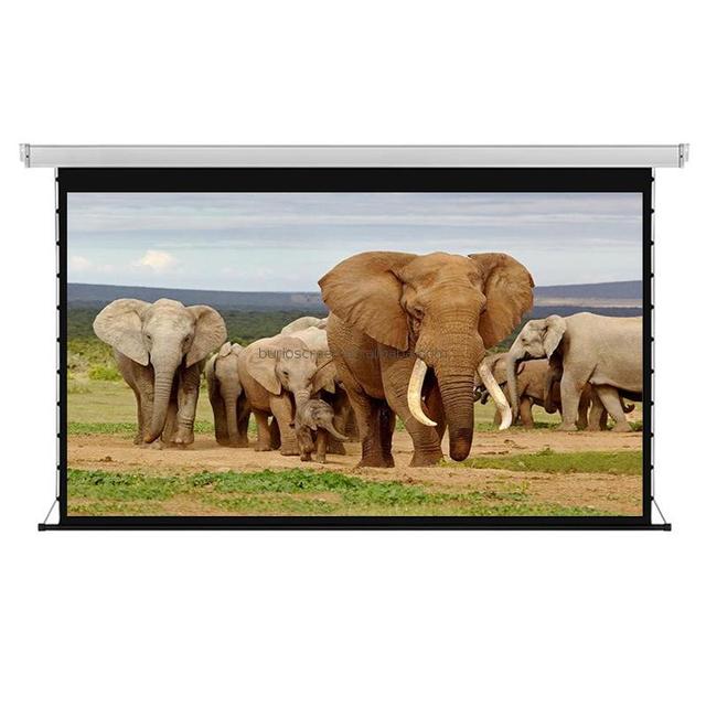 150 Inch 16:9 Tab-tension Motorized Projector Screen hd Pvc White Fabric Electric Tab-tensioned Projection Luxury Screens