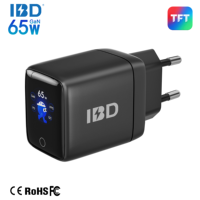 Cargador GaN de 45W para Pantallas TFT, Puerto USB-C Único, Carga Rápida PD QC2.0 SCP, Enchufe EU/US/UK, Resistente al Fuego, para Viajes, con Certificación CE