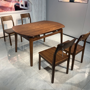 NKAHS Pre Order Black Walnut Solid Wood <b>Folding</b> <b>Dining</b> <b>Table</b> Round & Square Dual Purpose Retractable Dinner <b>Table</b> Minimalist E - Product Image 5