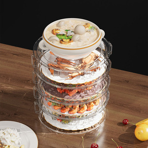 Multi Layer Food Cover Transparent Plastic Round Dust Insect <b>Protector</b> For Dining <b>Table</b> Leftover Storage - Product Image 1