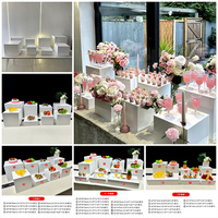 LEDA Fournitures pour événements et fêtes, support à gâteau blanc en acrylique, table à dessert portable suspendue au cou pour mariage
