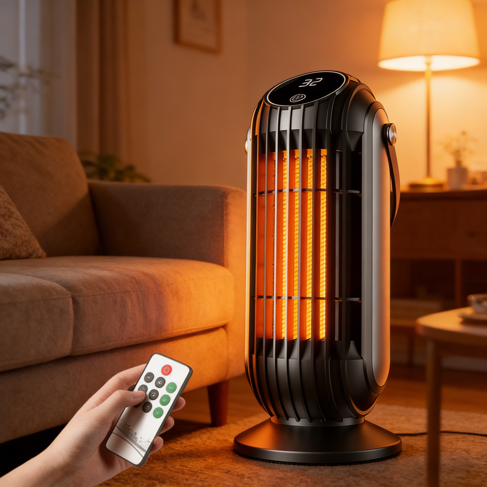 Smart Temperature Control Fast Heating Electric Heater Digital Display Remote Control Heating Fan with with Power-off protection