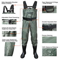Cuissardes de pêche en nylon/PVC imperméables avec bottes en caoutchouc et bretelles réglables pour la pêche et la chasse, vente en gros, OEM/ODM