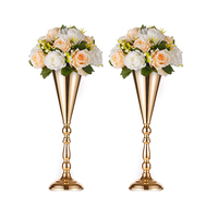 Vase de centre de table de mariage en métal doré de luxe, design moderne pour la décoration de fête, vente en gros