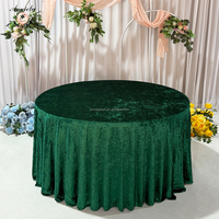 Nappe ronde en velours froissé ANNIELU de luxe 120 pouces, bleu royal et vert, nappes douces pour événements, mariages et décorations de fête