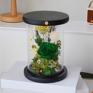 Lámpara de Noche con Rosa Preservada en Cúpula de Cristal, Ramo de Rosas Eternas con Flores Mixtas, Lámpara con Control Táctil, Decoración para Mesa de Noche, Regalo para Ella - Product Image 2