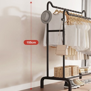 Porte-vêtements à roulettes Porte-vêtements en métal avec roues Porte-vêtements avec étagère inférieure pour accrocher des vêtements Chemises Jeans et manteaux - Product Image 4