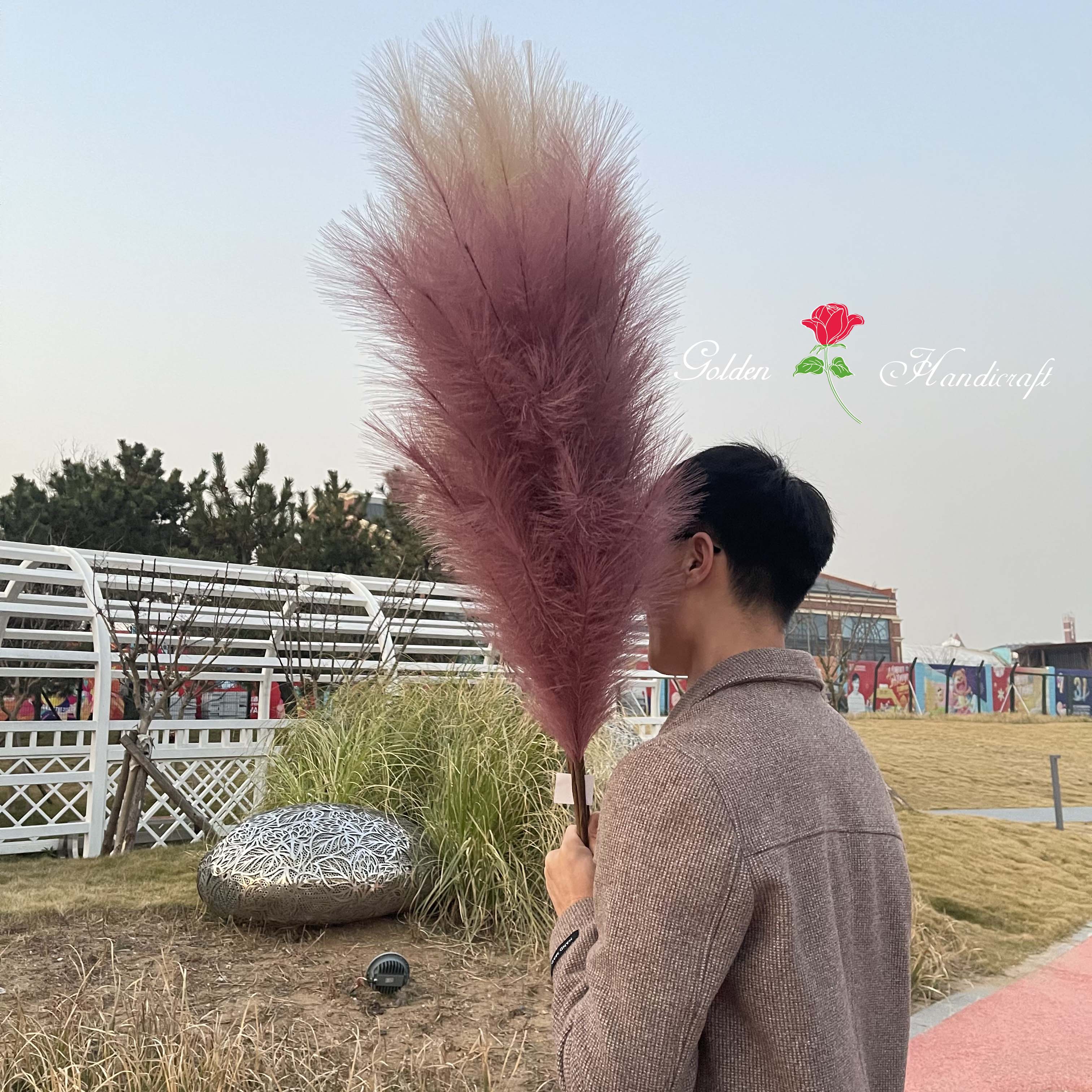 Burgundy faux pampas