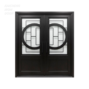 Vente chaude Personnalisé Classique Carré Top Verre Fer Forgé Double Extérieur <span class=keywords><strong>Porte</strong></span> <span class=keywords><strong>D</strong></span>'<span class=keywords><strong>entrée</strong></span> Principale Grill Designs - Product Image 3