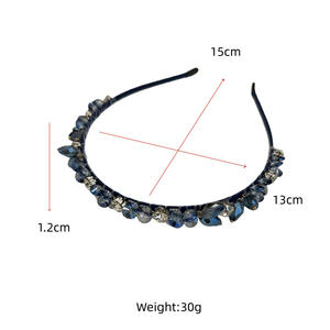 Serre-tête scintillant en strass pour femme, en alliage et tissu, accessoire de mode pour fêtes et mariages - Product Image 3