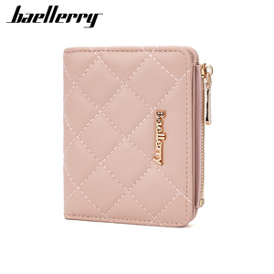 Baellerry Women's Short Wallet Pink Quilted Stitching Zipper Coin <b>Purse</b> Multifunctional Everyday Use - Product Image 1