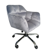 Chaise de bureau moderne à dossier haut en velours, pivotante à 360°, réglable en hauteur, avec support lombaire, base en acier rembourrée, inclinable