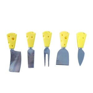Cheese Knife Set 5 Piece Bright Yellow Handle Polished Blade Straight Edge For Home Use - Product Image 5