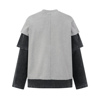 T-shirt personnalisé pour homme en velours côtelé à manches longues, OEM ODM, vente en gros, côtelé, texturé, patchwork, épissures contrastées, délavé, streetwear