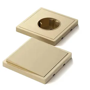 Honyar Modern Sleek Design PC Flat Panel Gold 16A EU Electric Light Wall Switches and Socket