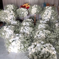 MSFAME Boule de fleurs artificielles en gypsophile faite à la main, centre de table pour mariage