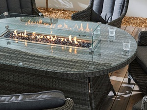 Ensemble de salle à manger en rotin 6 places avec table ovale à foyer gris - Fabricant chinois Ensemble de canapé de jardin - Product Image 3