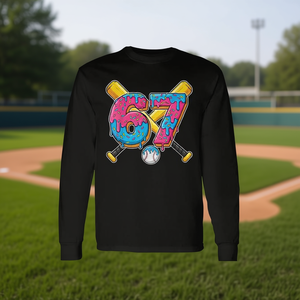Camiseta de manga larga con estampado de béisbol Drip Number 67 Player 67Th Birthday Meme Gen Alpha - Product Image 3