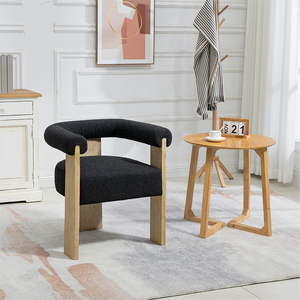 Silla de Comedor de Estilo Contemporáneo de Mediados de Siglo, de Alta Calidad, con Forma Personalizada, Tapizada en Tela Bouclé y Madera de Caucho, Silla Tapizada en Terciopelo <span class=keywords><strong>para</strong></span> el Hogar - Product Image 5