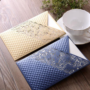 Carte d'<span class=keywords><strong>invitation</strong></span> de mariage coupée au Laser or et bleu marine carte de vœux décoration d'<span class=keywords><strong>invitation</strong></span> de mariage personnalisée gratuite - Product Image 2