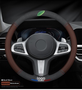 Funda para volante con tapa de piel y cuero a precio bajo y con logotipo personalizado para <span class=keywords><strong>interior</strong></span> de coche - Product Image 3