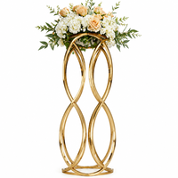 Support de fleurs de mariage en métal doré de qualité supérieure, hauteur 80 cm, support de toile de fond géométrique durable pour la décoration d'événements mondiaux
