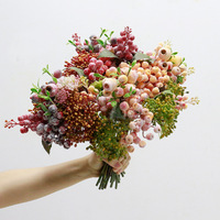 Bouquet de baies artificielles nouées à la main pour décoration intérieure de luxe, accessoire de photographie, fournisseur en gros d'ornements d'exportation