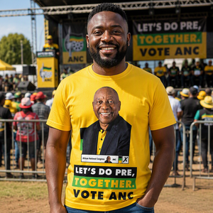 Maglietta Elettorale ANC Sudafrica Cyril Ramaphosa - Campeggio Elettorale - T-shirt Sublimata 'Let's Do Pre Together Vote ANC' - Vendita all'Ingrosso - Product Image 6