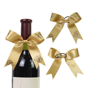 Noeuds décoratifs populaires pour bouteilles, nœuds pré-noués pour bouteilles de vin avec bande élastique dorée - Product Image 3