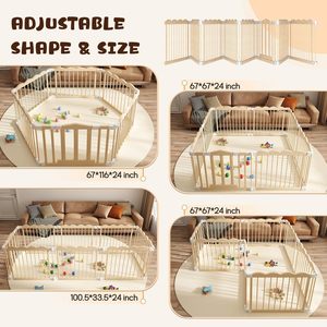 Corralito de madera para bebés, plegable, de madera maciza, para la seguridad de los niños pequeños, para uso en interiores, en la sala de estar. - Product Image 2
