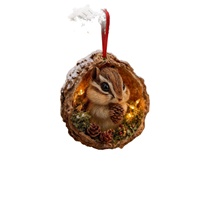 Pendentif de Noël rond en acrylique avec animaux de la forêt de dessin animé, fournitures d'intérieur en ABS