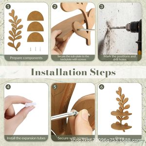 Wooden <b>wall</b>-<b>mounted</b> tree-shaped <b>shelf</b>, <b>wall</b> decoration, green plant storage rack, wooden multi-functional household <b>shelf</b> - Product Image 3